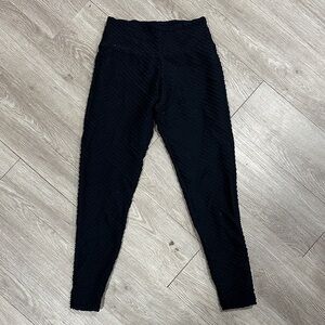 Black Textured Leggings